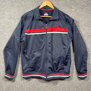 Fila Track Jacket Mens Large Blue with Red White Stripe Full Zip